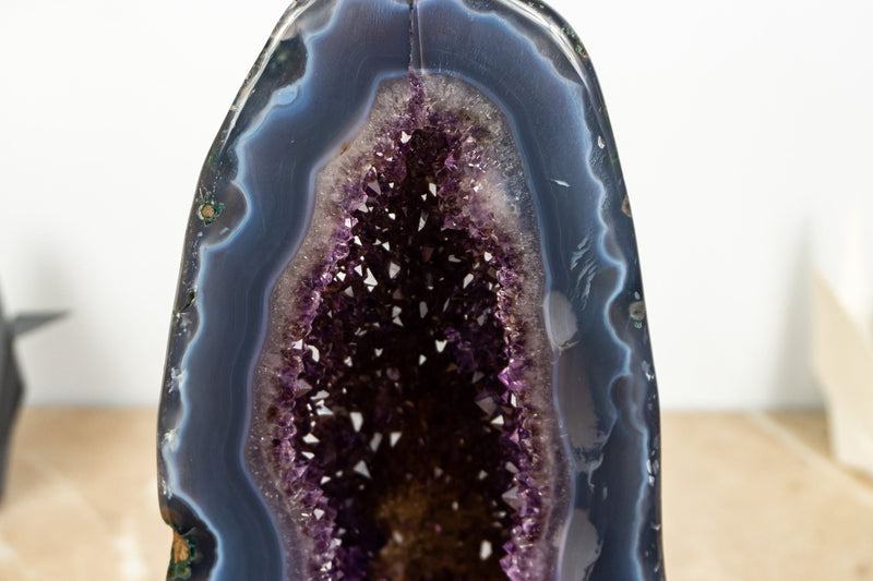 Rare Deep Purple Amethyst Geode with Lace Agate