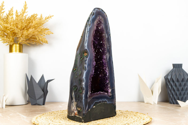 Rare Deep Purple Amethyst Geode with Lace Agate