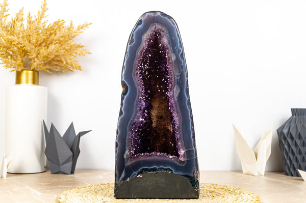 Rare Deep Purple Amethyst Geode with Lace Agate