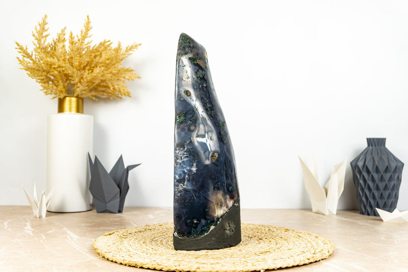 Rare Deep Purple Amethyst Geode Cathedral with Lace Agate Matrix