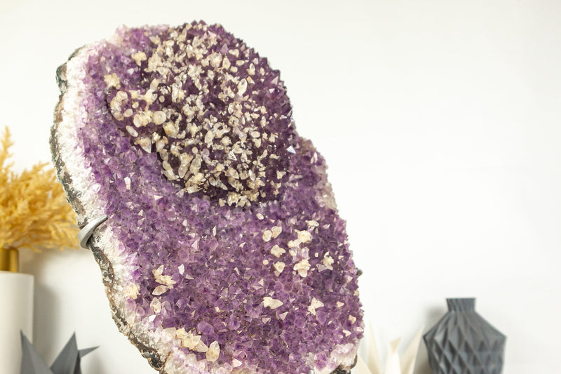 Lavender Amethyst Cluster with Flower Rosette and Calcite