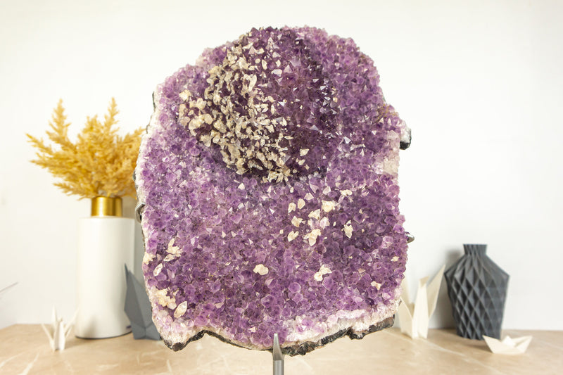 Lavender Amethyst Cluster with Flower Rosette and Calcite