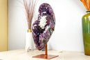 Tall Amethyst Rosette Flower with UV Reactive Calcite