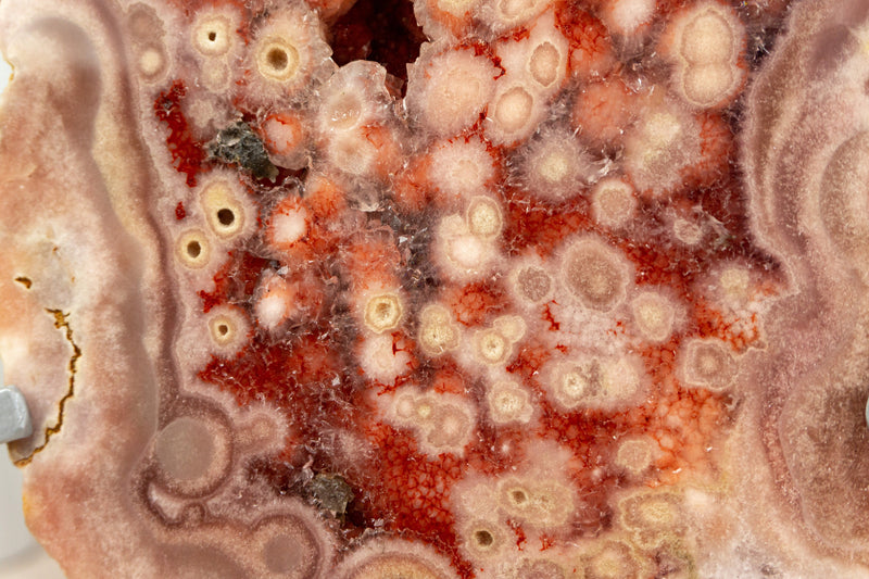 Rare Red & Pink Amethyst Geode Slab with Rose Amethyst Druzy