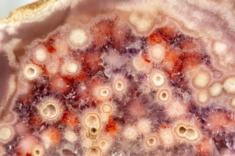 Doppelseitige rosa &amp; rote Amethyst-Geodenplatte mit seltenem AAA-Rose-Amethyst-Druzy