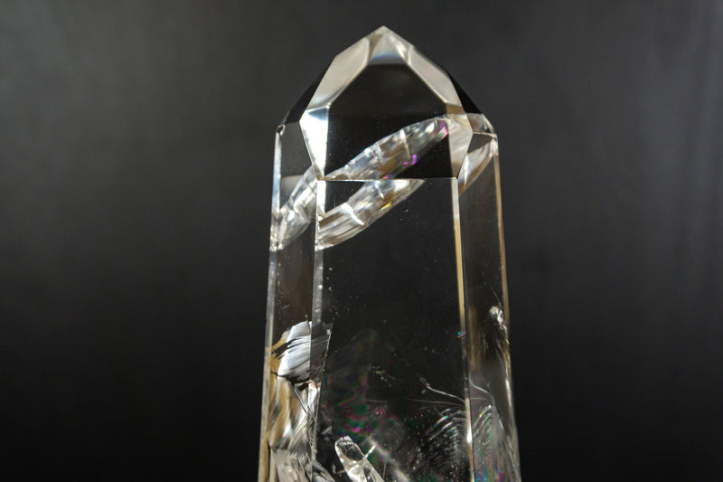 Water Clear Diamantina Crystal Quartz Obelisk Tower filled with Rainbows