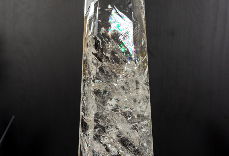 Water Clear Diamantina Crystal Quartz Obelisk Tower filled with Rainbows