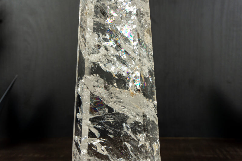 Water Clear Diamantina Crystal Quartz Obelisk Tower filled with Rainbows