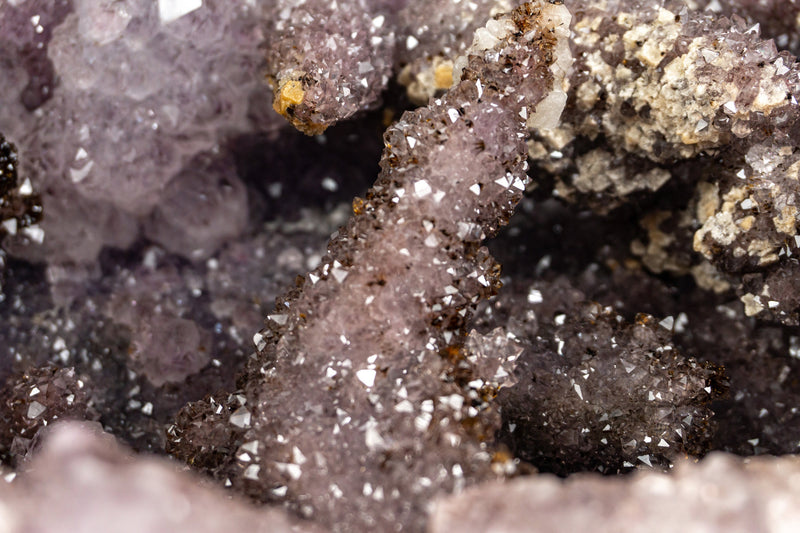 Rare Natural Amethyst Stalactite with Golden Goethite, Galaxy Druzy Amethyst