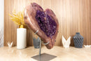 Large Pink Amethyst Heart with Pink and Deep Purple Amethyst Druzy - E2D Crystals & Minerals