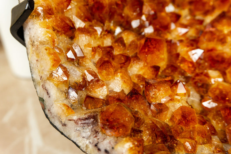 X-Large Natural Citrine Geode Cluster, with Deep Golden Orange Citrine
