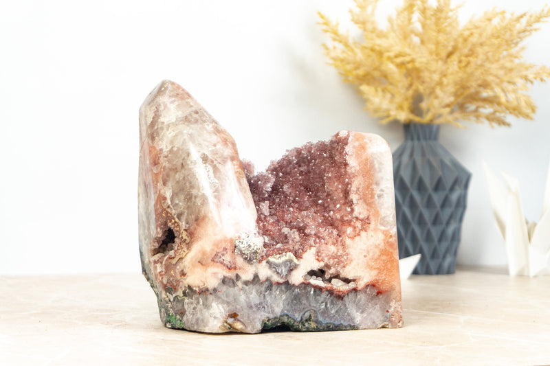 Pink Amethyst Geode with Natural Raw Red and Pink Amethyst Cluster - E2D Crystals & Minerals