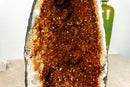 Fiery Orange Citrine Geode with many Rosette Flowers and Calcite Inclusions - E2D Crystals & Minerals