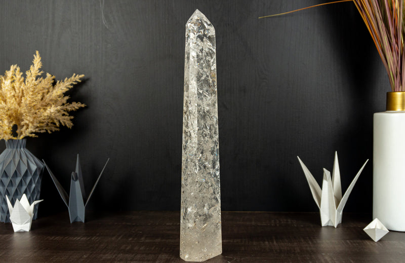 Tall Diamantina Rainbow Crystal Quartz Obelisk Tower