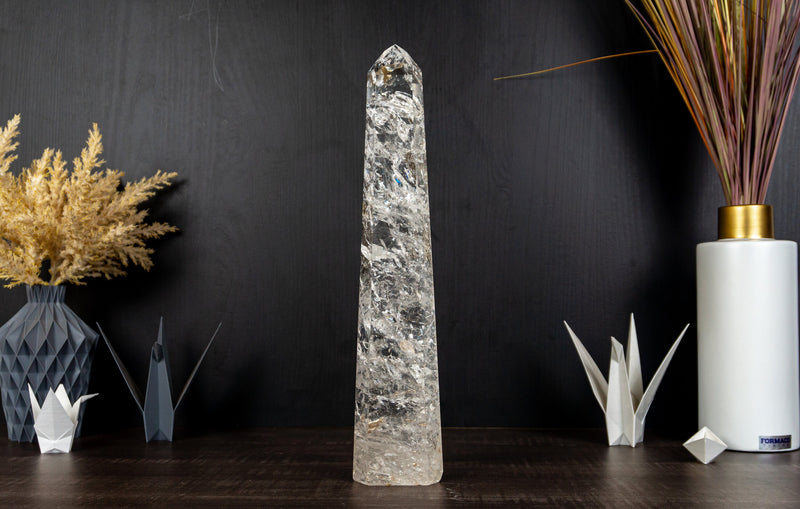 Tall Diamantina Rainbow Crystal Quartz Obelisk Tower