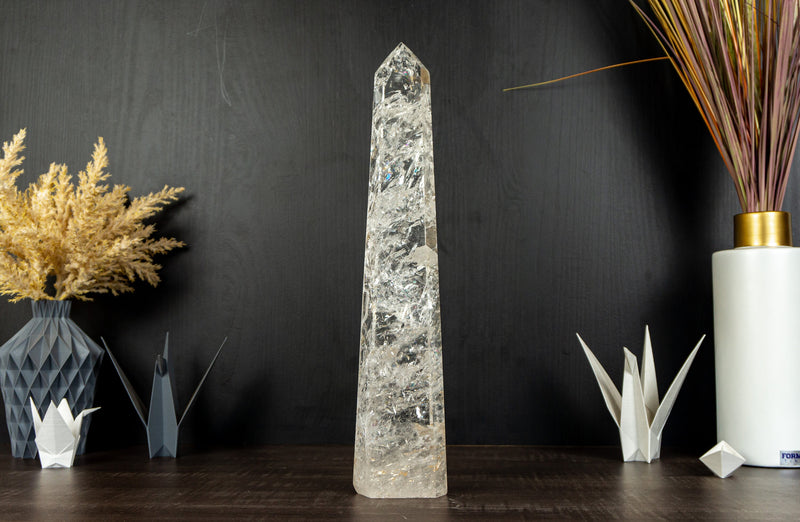 Tall Diamantina Rainbow Crystal Quartz Obelisk Tower