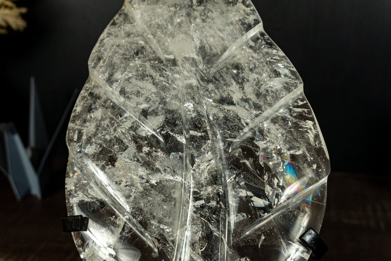 Echtes Diamantina-Quarzblatt, handgeschnitzte Kristallkunst