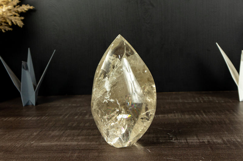 Natural and Genuine Golden Honey Citrine Citrine Flame Generator with Albite Inclusions