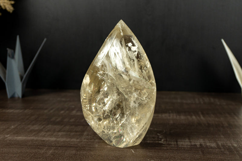 Natural and Genuine Golden Honey Citrine Citrine Flame Generator with Albite Inclusions
