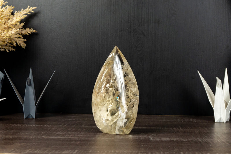 Natural Genuine Large Citrine Flame Generator of AA Grade with Albite Inclusions