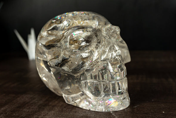 Gorgeous Real Crystal Skull with Huge Rainbows, Diamantina Quartz