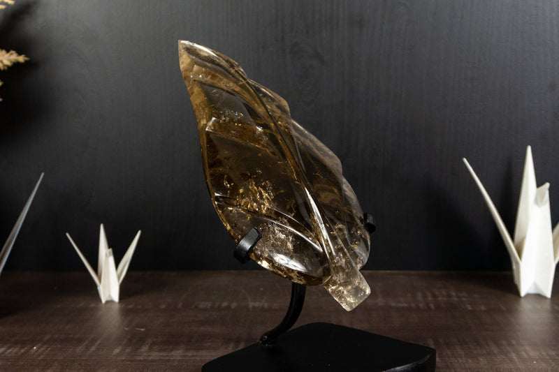 AAA Golden Honey Natürliche Citrin Blatt Skulptur, echter Citrin handgeschnitzt