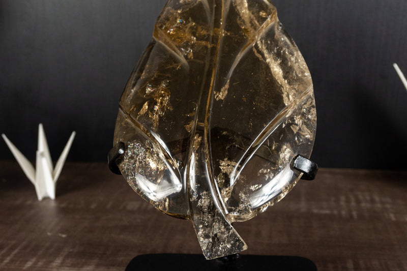 AAA Golden Honey Natürliche Citrin Blatt Skulptur, echter Citrin handgeschnitzt