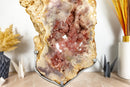 Doppelseitige rosa Amethyst-Geode mit AAA-Rosa-Amethyst-Druzy auf Ständer