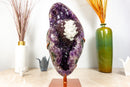 Tall Amethyst Rosette Flower with UV Reactive Calcite