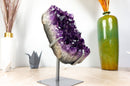 Natural Grape Jelly Amethyst Cluster on Stand, AAA Deep Purple Amethyst