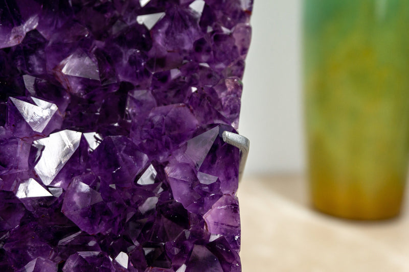 Natural Grape Jelly Amethyst Cluster on Stand, AAA Deep Purple Amethyst