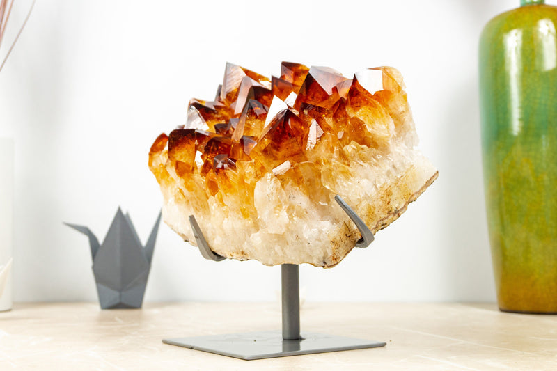AAA-Citrin-Cluster, Super-Extra-Citrin-Quarz mit tieforangefarbenem Drusy, 9 kg – 20 lb