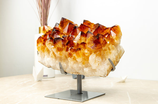 AAA-Citrin-Cluster, Super-Extra-Citrin-Quarz mit tieforangefarbenem Drusy, 9 kg – 20 lb