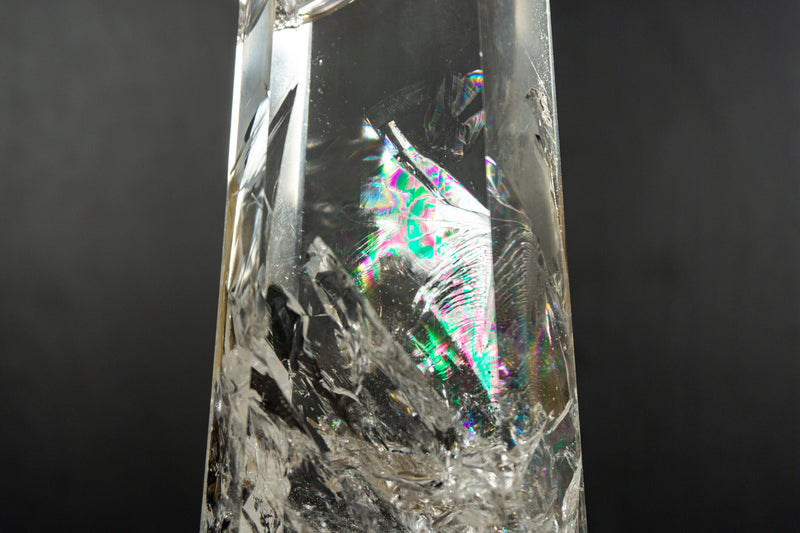 Water Clear Diamantina Crystal Quartz Obelisk Tower filled with Rainbows