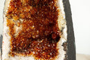 Fiery Orange Citrine Geode with many Rosette Flowers and Calcite Inclusions - E2D Crystals & Minerals