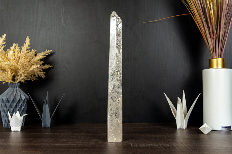 Tall Diamantina Rainbow Crystal Quartz Obelisk Tower
