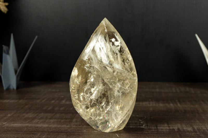 Natural and Genuine Golden Honey Citrine Citrine Flame Generator with Albite Inclusions