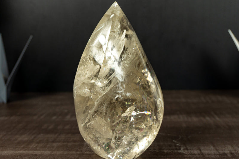 Natural and Genuine Golden Honey Citrine Citrine Flame Generator with Albite Inclusions