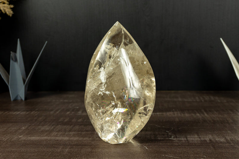 Natural and Genuine Golden Honey Citrine Citrine Flame Generator with Albite Inclusions