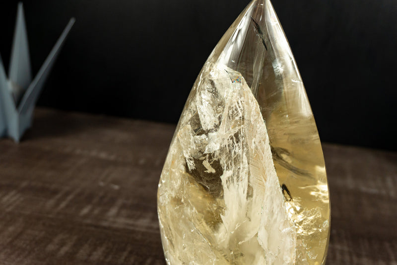 Natural Genuine Large Citrine Flame Generator of AA Grade with Albite Inclusions
