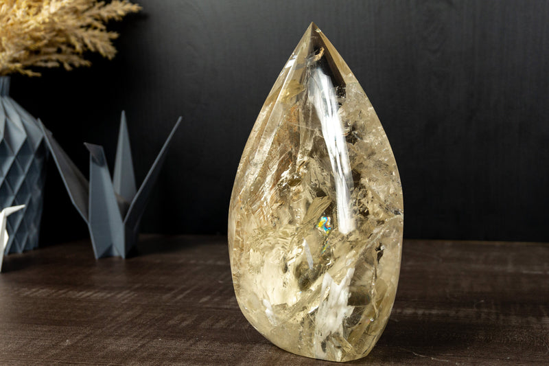 Natural Genuine Large Citrine Flame Generator of AA Grade with Albite Inclusions