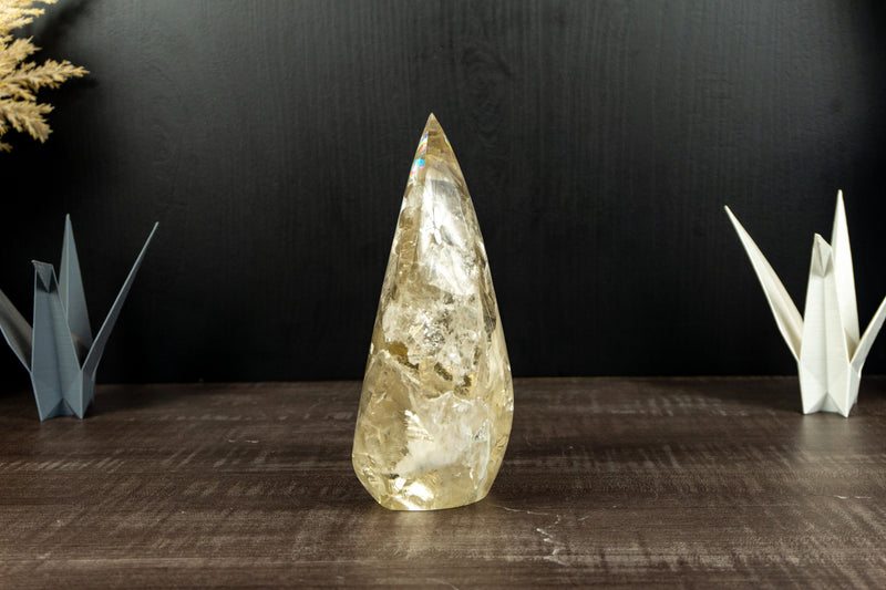 Natural Genuine Large Citrine Flame Generator of AA Grade with Albite Inclusions