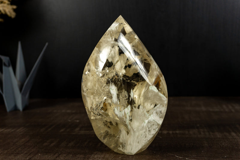 Real Citrine Flame Generator, AA Grade with Albite Inclusions