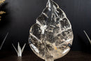 Blattskulptur auf natürlichem wasserklarem Diamantina-Kristallquarz, 11,5 Zoll