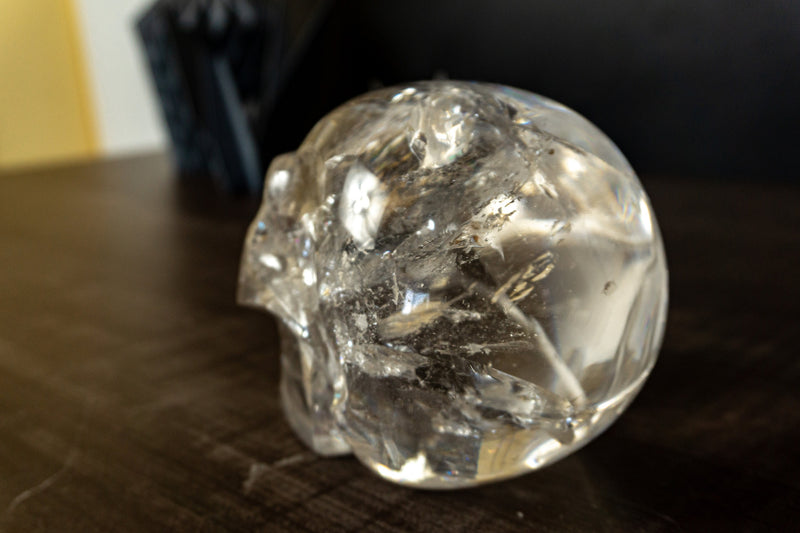 Gorgeous Real Crystal Skull with Huge Rainbows, Diamantina Quartz