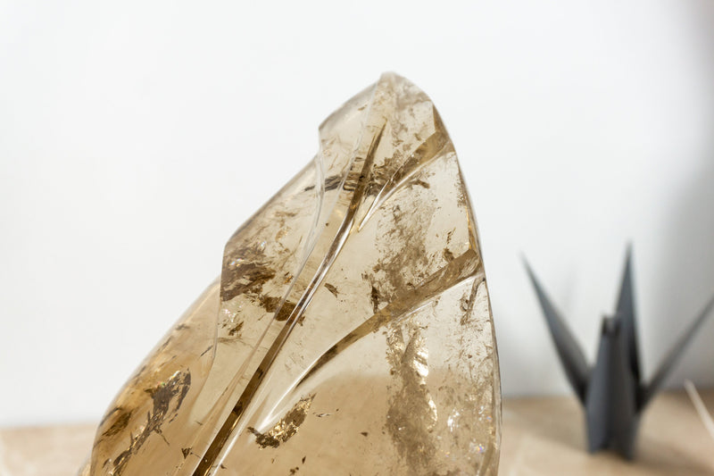AAA Golden Honey Natürliche Citrin Blatt Skulptur, echter Citrin handgeschnitzt