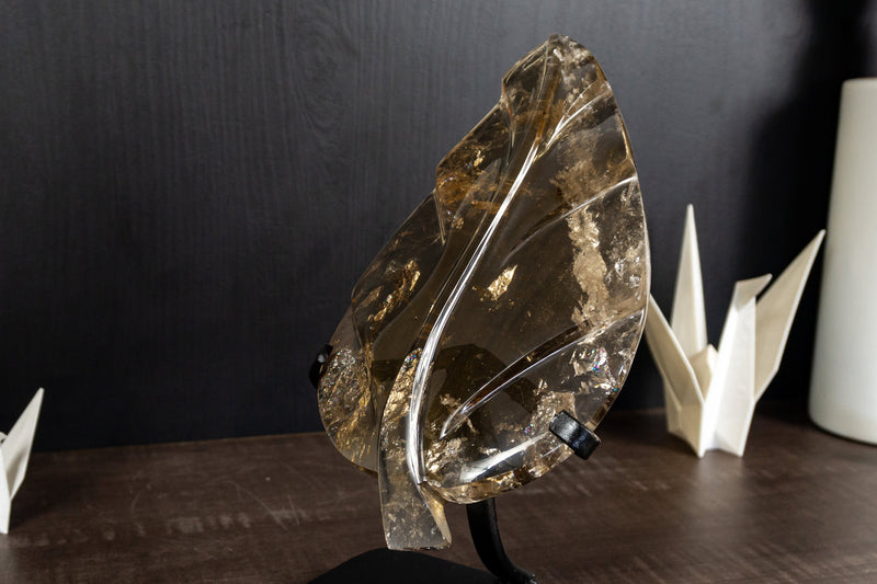 AAA Golden Honey Natürliche Citrin Blatt Skulptur, echter Citrin handgeschnitzt