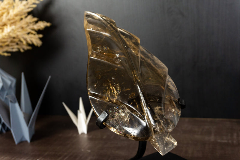 AAA Golden Honey Natürliche Citrin Blatt Skulptur, echter Citrin handgeschnitzt