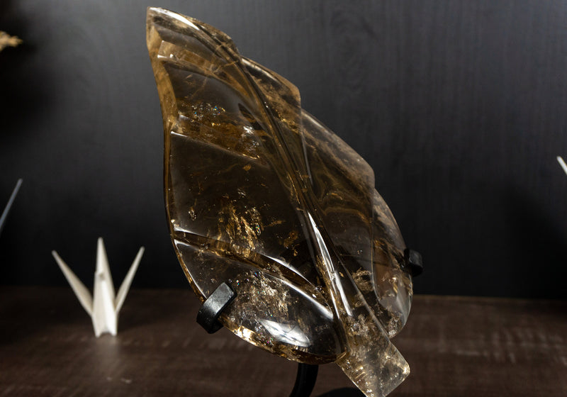 AAA Golden Honey Natürliche Citrin Blatt Skulptur, echter Citrin handgeschnitzt