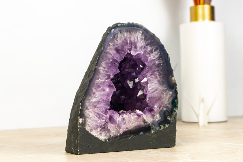 Small Purple Amethyst Geode with Large Amethyst Druzy